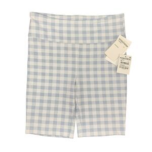 Nordstrom Bike Shorts Girl L Large Blue Gingham Plaid Stretch Cotton Blend
